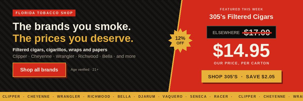 305's Filtered Cigars Sale